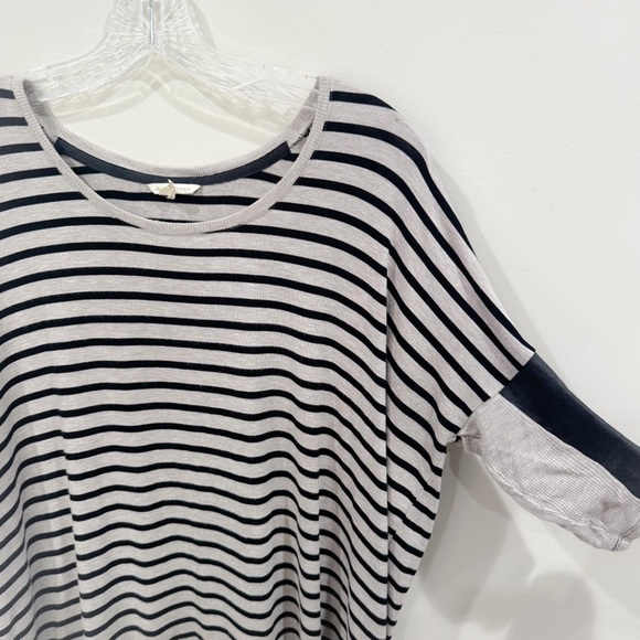 Club Monaco Regan striped dolman leather sleeve top ❤️ - Picture 4 of 9